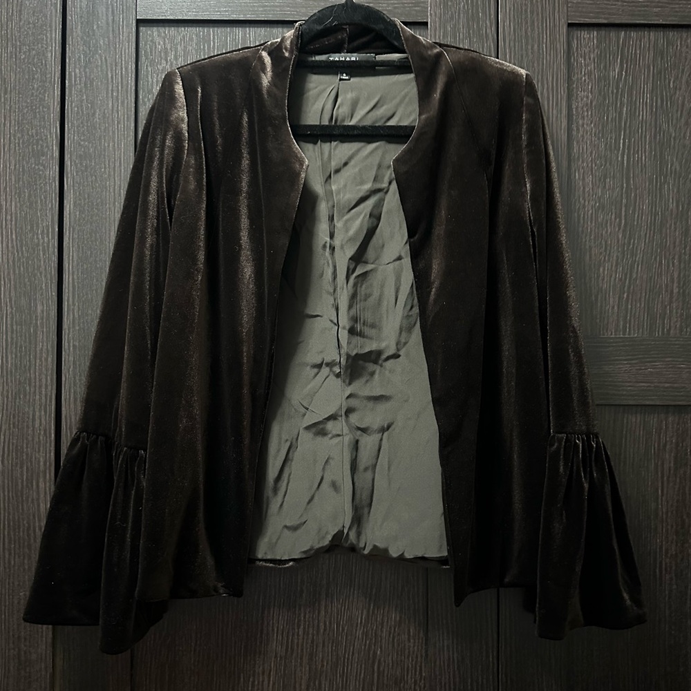 Tahari Espresso Brown Velvet Jacket